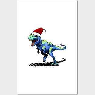 Christmas T-Rex Dinosaur Posters and Art